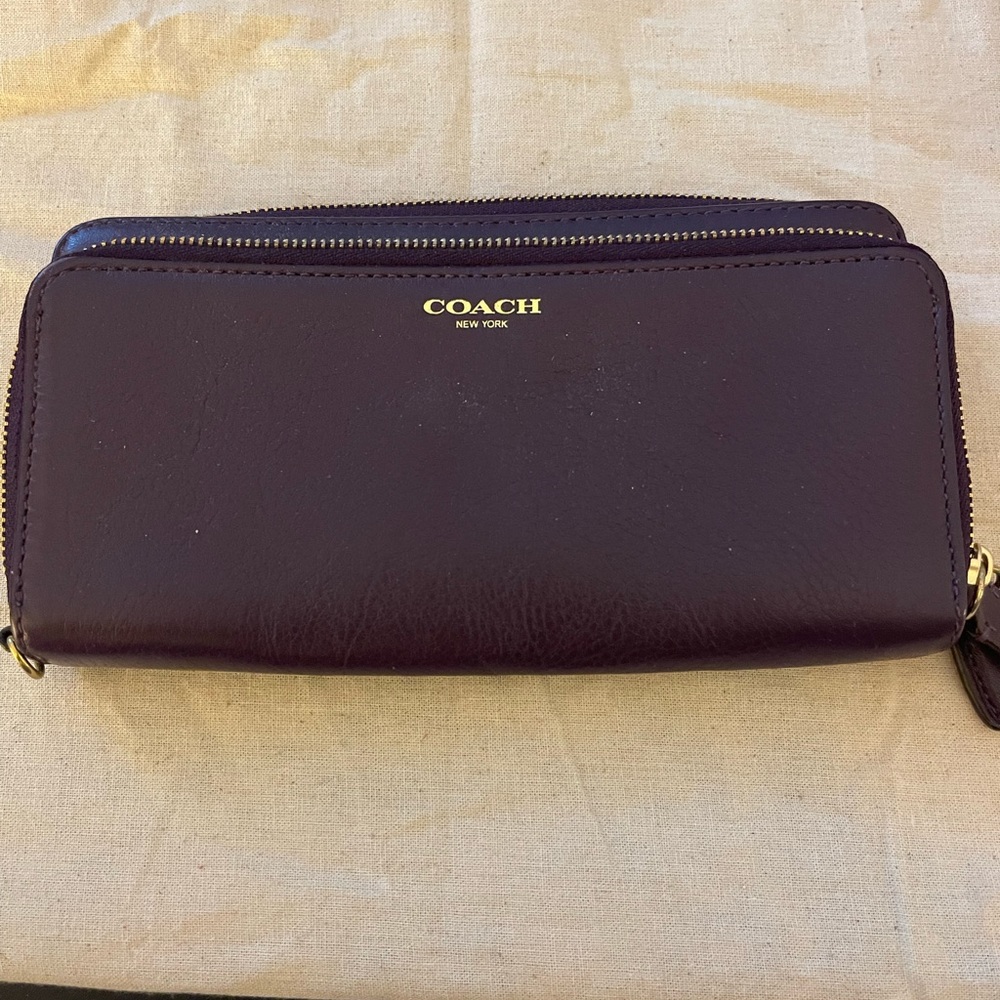 Large leather coach wallet